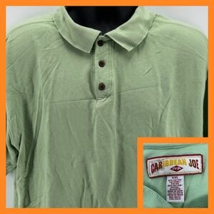 Caribbean‎ Joe Polo Shirt XXL Mens Green Short Sleeve Casual Button